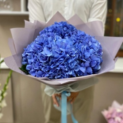 Букет цветов "Синие гортензии"